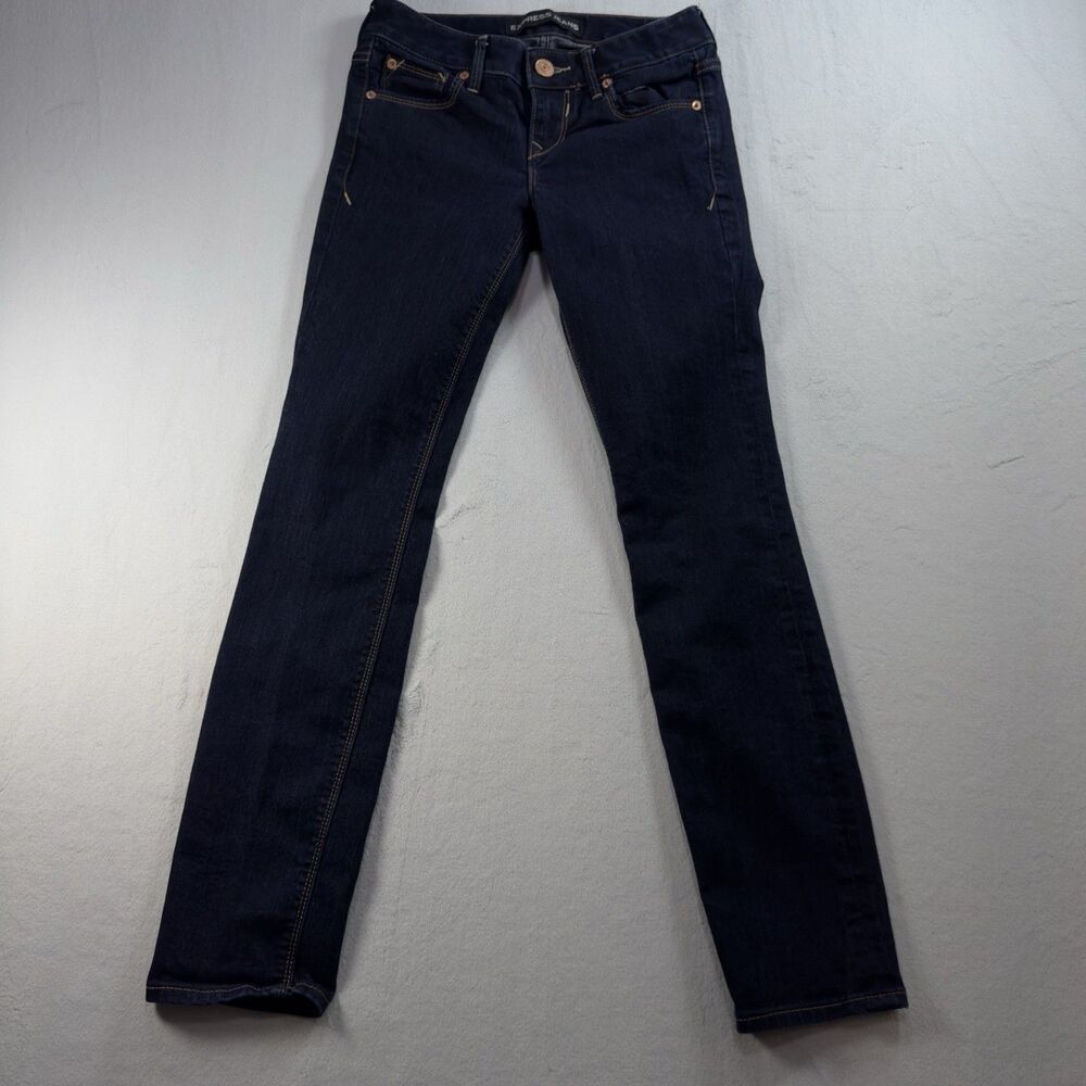 Express Jeans Women' Ankle Skinny Stella Low Rise Stretch Size 0 Color Dark Blue
